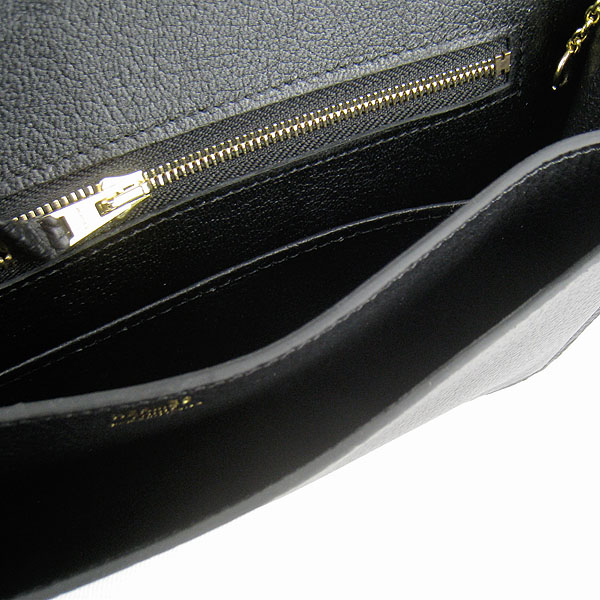7A Hermes Togo Leather Messenger Bag Black With Gold Hardware H021 Replica